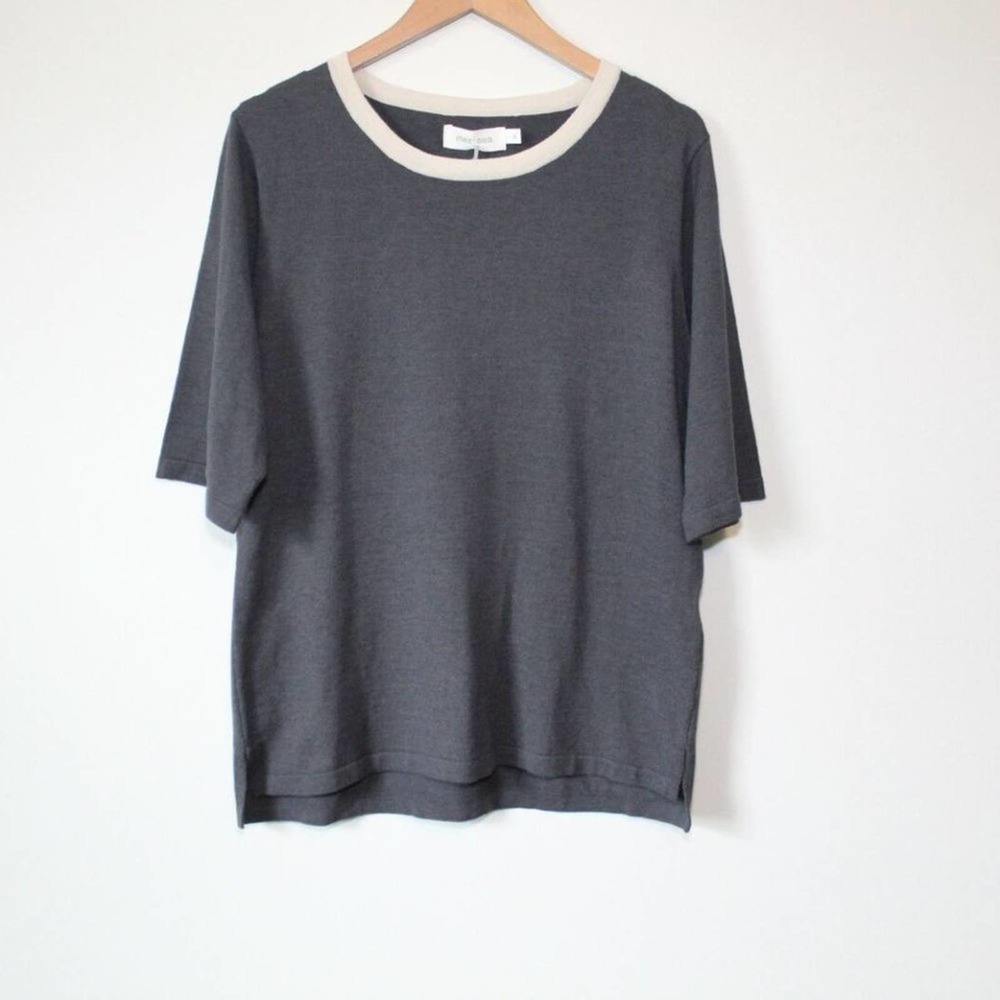 NWT MER SEA Anywear Light Short Sleeve Sweater Top Chambray Blue Gray XL H12932 - Picture 3 of 12